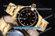 Rolex Submariner Clone Rolex 3135 Automatic Yellow Gold Case/Bracelet with Black Dial and Dot Markers (BP)