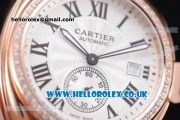 Cartier Cle de Cartier Asia ST16 Automatic Rose Gold Case with White Dial Two Tone Bracelet and Diamonds Bezel