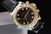 Rolex Daytona Chronograph Automatic Gold Case with Black Dial-Diamond Markers