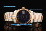Rolex Day-Date Swiss ETA 2836 Automatic Movement Steel Case with Blue Dial and Rose Gold Bezel-Two Tone Strap Rolex Day-Date Swiss ETA 2836 Automatic Movement Steel Case with Blue Dial and Rose Gold Bezel-Two Tone Strap