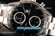 Tag Heuer Carrera Calibre 1887 Automatic Chrono Swiss Valjoux 7750 Automatic Full Steel with Black Dial and Silver Stick Markers