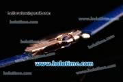 Cartier Ballon Bleu Swiss Quartz Rose Gold Case with Blue Leather Strap Diamond Bezel and Blue Dial