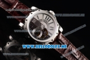 Antoine Preziuso Tourbillons Mega Tourbillon Swiss Manual Winding Steel Case with Silver/Skeleton Dial and Brown Leather Strap