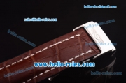Breitling Transocean Chrono Swiss Valjoux 7750 Automatic Steel Case with White Dial and Brown Leather Strap