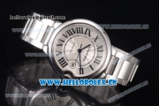 Cartier Ballon Bleu de Cartier Large Swiss ETA 2824 Automatic Stainless Steel Case/Bracelet with White Dial and Roman Numeral Markers