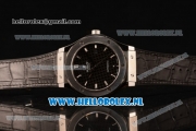 Hublot Classic Fusion 9015 Auto Steel Case with Stick Markers Black Dial and Black Leather Strap