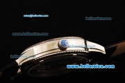 Vacheron Constantin Patrimony Skeleton Automatic Movement Steel Case with Diamond Bezel and Black Leather Strap