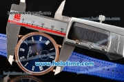 Patek Philippe Calatrava Miyota Quartz Rose Gold Case with Roman Numeral Markers and Blue Dial