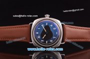 Panerai Vintage 3646 Swiss ETA 6497 Manual Winding Steel Case with Black Dial and Brwon Leather Strap