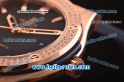 Hublot Classic Fusion Automatic Rose Gold Case with Diamond Bezel and Black Dial - ETA Coating