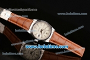 Rolex Datejust Swiss ETA 2836 Automatic Steel Case with White Dial and Brown Leather Strap