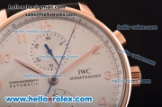 IWC Portuguese Chrono Swiss Valjoux 7750-SHG Automatic Rose Gold Case with Black Leather Strap and White Dial