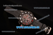 Richard Mille RM 032 Chrono Swiss Valjoux 7750 Automatic PVD Case with Skeleton Dial Black Rubber Strap and White Stick Markers