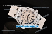 Audemars Piguet Royal Oak Offshore Diver Swiss ETA 2824 Automatic Ceramic Case with White Dial Blue Stick Markers and White Rubber Strap (NOOB)