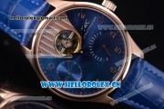 IWC Portuguese Tourbillon Asia ST25 Automatic Rose Gold Case with Blue Dial Arabic Numeral Markers and Blue Leather Strap