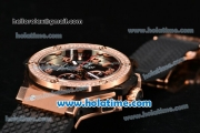 Hublot Big Bang Swiss Valjoux 7750 Automatic Movement Rose Gold Case with Diamond Bezel-Black Dial and Black Rubber Strap