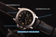 Panerai Luminor Marina PAM 00466 Swiss ETA 6497 Manual Winding Steel Case with Black Dial and Black Leather Strap