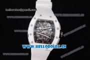 Richard Mille RM 038 Miyota 9015 Automatic Steel Case with Skeleton Dial Dot Markers White Rubber Strap and White Ceramic Bezel