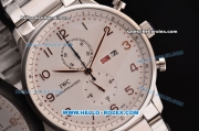 IWC Portuguese Chrono Japanese Miyota OS10 Quartz Stainless Steel Case with Stainless Steel Strap and White Dial