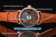 Audemars Piguet Jules Audemars Skeleton Tourbillon Asia ST25 Automatic Rose Gold Case Silver Dial Roman Numeral Markers and Brown Leather Strap