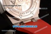 Audemars Piguet Royal Oak Offshore Chronograph Clone AP Calibre 3126 Automatic Steel Case Black Dial With Arabic Numeral Markers Red Rubber Strap - 1:1 Original (JF)