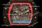 Richard Mille RM 055 Bubba Watson Tourbillon Manual Winding PVD Case with Skeleton Dial Dot Markers and Red Inner Bezel