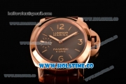 Panerai Luminor Marina 8 Days ORO ROSSO PAM00511 Clone P.5000 Manual Winding Rose Gold Case with Coffee Dial and Brown Leather Strap - Stick/Arabic Numeral Markers - 1:1 Original