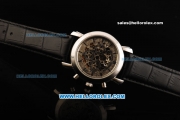 Vacheron Constantin Automatic Movement Steel Case with Skeleton Dial - Black Leather Strap