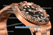 Rolex GMT-Master II Oyster Perpetual Swiss ETA 2836 Automatic Movement Full Rose Gold with Black Bezel and Black Dial