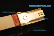 Rolex Daytona Automatic Gold Case with White Dial and Gold Number Marking-Leather Strap