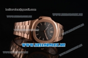 Patek Philippe Nautilus Miyota 9015 Automatic 18K Rose Gold Case/Bracelet with Black Dial and Stick Markers (BP)