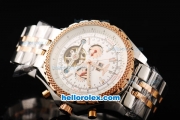 Breitling For Bentley Motors Automatic Movement Honeycomb Bezel with White Dial and Steel Case-Two Tone Strap
