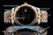 Rolex Day-Date II Asia Automatic Two Tone Case/Bracelet with Black Dial and Arabic Numeral Markers