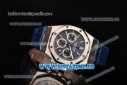 Audemars Piguet Royal Oak Chronograph 41mm Swiss Valjoux 7750 Automatic Steel Case with Blue Dial Stick Markers and Blue Leather Strap (EF)