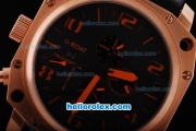U-Boat Thousands of Feet Chronograph Automatic Rose Gold Bezel with Black Dial-Orange Marking