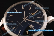 Breitling Transocean Automatic Steel Case with Blue Dial and Black Leather Strap