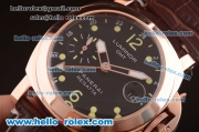 Panerai Luminor GMT Automatic Rose Gold Case with Black Dial and Brown Leather Strap