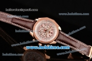 Breitling Bentley Motors Chrono Swiss Valjoux 7750 Automatic Rose Gold Case with Brown Leather Strap Stick Markers and White Dial