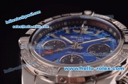 Breitling Chronomat B01 GMT Swiss Valjoux 7750 Automatic Steel Case/Strap with Blue Dial and Diamond Bezel