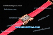 Cartier Tank Anglaise Swiss Quartz Steel Case with Red Leather Strap White Dial and Black Markers