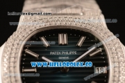 Patek Philippe Nautilus Miyota 9015 Automatic Diamonds/Steel Case with Blue Dial and Stick Markers (AAAF)