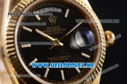 Rolex Day-Date Clone Rolex 3255 Automatic Yellow Gold Case/Bracelet with Black Dial and Stick Markers