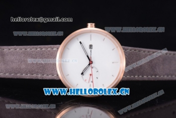 Greyhours Essential Miyota Quartz Rose Gold Case with White Dial Stick Markers and Grey Leather Strap