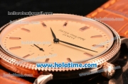 Patek Philippe Calatrava Miyota Quartz Rose Gold Case with Stick Markers and Champagne Dial