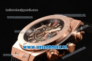 Hublot Big Bang Unico Chrono Swiss Valjoux 7750 Automatic Rose Gold Case with Skeleton Dial Rose Gold Bezel and Black Rubber Strap - 1:1 Original