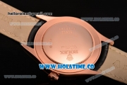 Rolex Cellini Time Asia 2813 Automatic Rose Gold Case with Black Leather Strap and White Dial (BP)