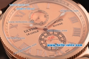 Ulysse Nardin Marine Chronometer Manufacture Power Reserve Asia ST25 Automatic Rose Gold Case with Brown Rubber Strap Rose Gold Dial Roman Markers