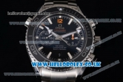 Omega Seamaster Planet Ocean 600M Co-Axial Chronograph Clone Omega 9300 Automatic Stainless Steel Case/Bracelet with Black Dial and Stick Markers (EF)