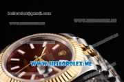 Rolex Datejust II Asia 2813 Automatic Two Tone Case/Bracelet with Brown Dial and Stick Markers (BP)