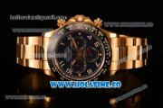 Rolex Daytona Chrono Swiss Valjoux 7750 Automatic Yellow Gold Case/Bracelet with Black Dial Ceramic Bezel and Arabic Numeral Markers (BP)